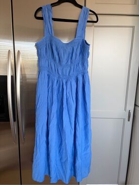 h&m denim midi dress Button Down water retention Denim Midi Dress - Dark